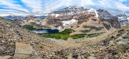 simsearch:400-07823385,k - Mountain range panorama with lake in Banff national park, Rocky mountains, Canada Stock Photo - Budget Royalty-Free & Subscription, Code: 400-07818864