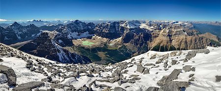 simsearch:400-07823385,k - Mountain range view panorama with Paradise valley from Mt Temple, Banff, Canada Stock Photo - Budget Royalty-Free & Subscription, Code: 400-07818862