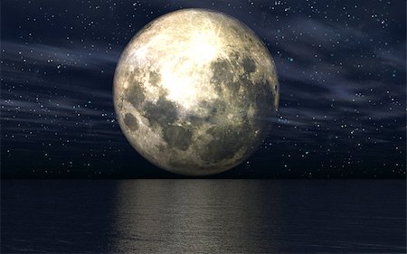 3D landscape with the moon over the sea Stock Photo - Budget Royalty-Free & Subscription, Code: 400-07824941