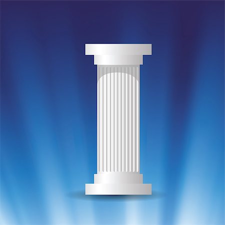 designs for decoration of pillars - colorful illustration with white marble column on a blue wave background Stock Photo - Budget Royalty-Free & Subscription, Code: 400-07826637