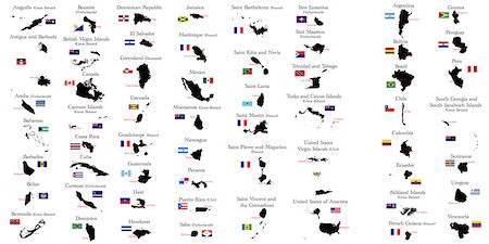 Countries of North and South America with borders, flags and capitals Stock Photo - Budget Royalty-Free & Subscription, Code: 400-07827098