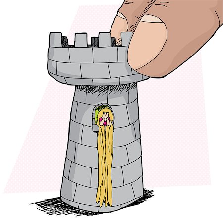 Blond Rapunzel character waiting inside rook piece Stock Photo - Budget Royalty-Free & Subscription, Code: 400-07827147