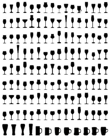 simsearch:640-02770391,k - Black silhouettes of different glasses, vector Stock Photo - Budget Royalty-Free & Subscription, Code: 400-07827268