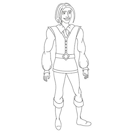 simsearch:400-05724251,k - Brave prince from fairy tale or medieval young man, coloring book page, vector illustration for children Stock Photo - Budget Royalty-Free & Subscription, Code: 400-07827883
