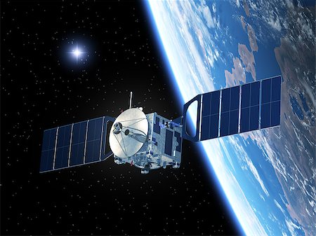 space satellite - Satellite Orboting The Earth. Realistic 3D Scene. Stock Photo - Budget Royalty-Free & Subscription, Code: 400-07828554