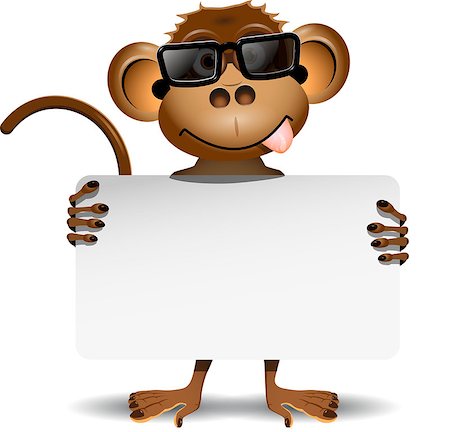 sun glasses face clip art - illustration merry monkey with sunglasses and with a white background Stock Photo - Budget Royalty-Free & Subscription, Code: 400-07829290