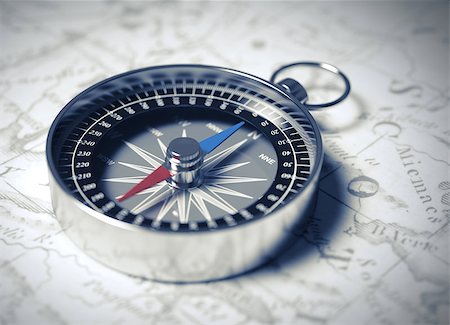 Compass On The Map. Realistic 3D Scene. Stock Photo - Budget Royalty-Free & Subscription, Code: 400-07829370