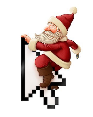 Santa Claus with credit card rides arrow cursor Stock Photo - Budget Royalty-Free & Subscription, Code: 400-07820052