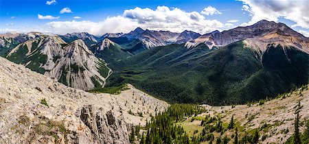 Panoramic view of Rocky mountains range in Jasper NP, Alberta, Canada Stock Photo - Budget Royalty-Free & Subscription, Code: 400-07823385