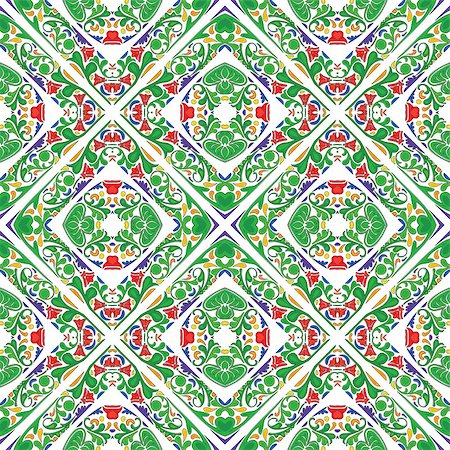 Seamless pattern illustration in traditional style - like Portuguese tiles Stock Photo - Budget Royalty-Free & Subscription, Code: 400-07823389