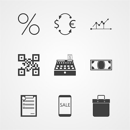 simsearch:400-05133703,k - Set of black contour vector icons for internet moneymaking on gray background. Stock Photo - Budget Royalty-Free & Subscription, Code: 400-07823566
