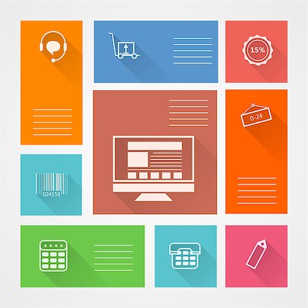 simsearch:400-05918076,k - Square colored flat vector icons for web store with place for your text. Stock Photo - Budget Royalty-Free & Subscription, Code: 400-07823574