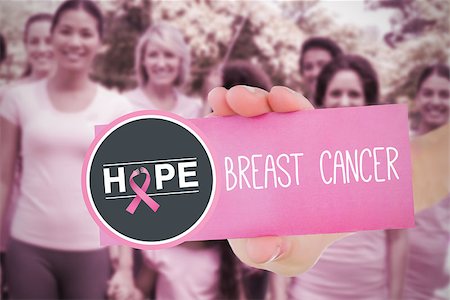 simsearch:400-07834847,k - Composite image for breast cancer awareness with text on card Stock Photo - Budget Royalty-Free & Subscription, Code: 400-07834796
