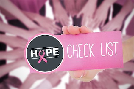 simsearch:400-07834847,k - Composite image for breast cancer awareness with text on card Stock Photo - Budget Royalty-Free & Subscription, Code: 400-07834792