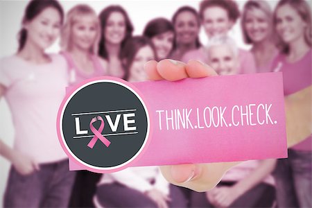 simsearch:400-07834847,k - Composite image for breast cancer awareness with text on card Stock Photo - Budget Royalty-Free & Subscription, Code: 400-07834808