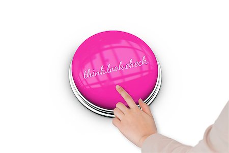 simsearch:400-07834847,k - Hand pressing pink button for breast cancer awareness on white background Stock Photo - Budget Royalty-Free & Subscription, Code: 400-07834834