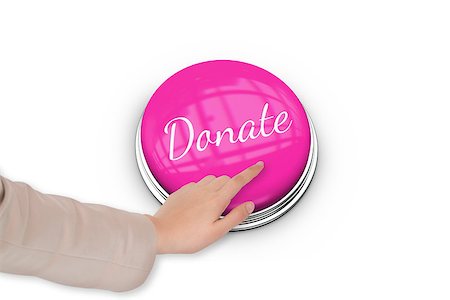 simsearch:400-07834847,k - Hand pressing pink button for breast cancer awareness on white background Stock Photo - Budget Royalty-Free & Subscription, Code: 400-07834835