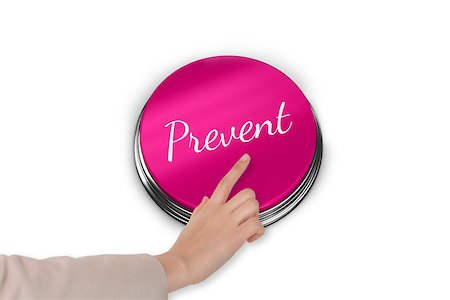 simsearch:400-07834847,k - Hand pressing pink button for breast cancer awareness on white background Stock Photo - Budget Royalty-Free & Subscription, Code: 400-07834836