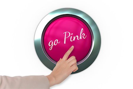 simsearch:400-07834847,k - Hand pressing pink button for breast cancer awareness on white background Stock Photo - Budget Royalty-Free & Subscription, Code: 400-07834838