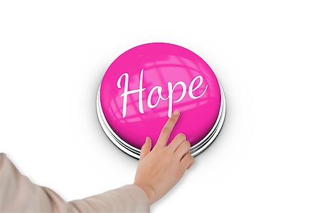 simsearch:400-07834847,k - Hand pressing pink button for breast cancer awareness on white background Stock Photo - Budget Royalty-Free & Subscription, Code: 400-07834831