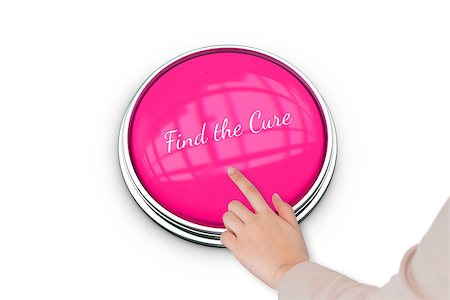simsearch:400-07834847,k - Hand pressing pink button for breast cancer awareness on white background Stock Photo - Budget Royalty-Free & Subscription, Code: 400-07834832