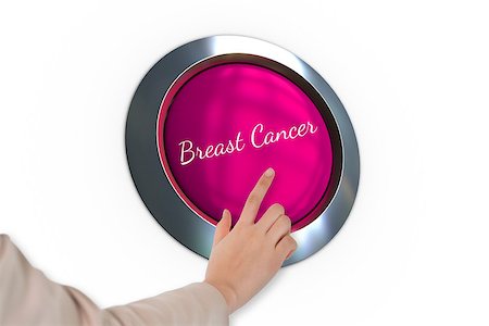 simsearch:400-07834847,k - Hand pressing pink button for breast cancer awareness on white background Stock Photo - Budget Royalty-Free & Subscription, Code: 400-07834842