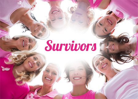 simsearch:400-07834847,k - Group of happy women in circle wearing pink for breast cancer on white background Stock Photo - Budget Royalty-Free & Subscription, Code: 400-07835085