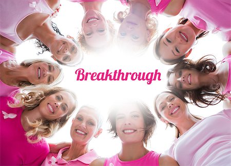 simsearch:400-07834847,k - Group of happy women in circle wearing pink for breast cancer on white background Stock Photo - Budget Royalty-Free & Subscription, Code: 400-07835091