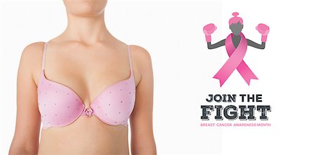 simsearch:400-07835111,k - Midsection of woman in pink bra against breast cancer awareness message Stock Photo - Budget Royalty-Free & Subscription, Code: 400-07835118