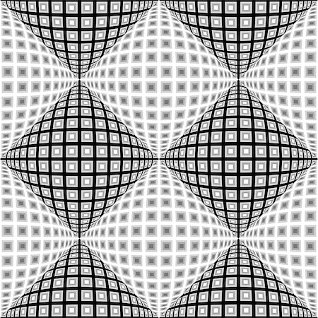 simsearch:400-07836088,k - Design seamless monochrome warped diamond pattern. Abstract convex textured background. Vector art. No gradient Stock Photo - Budget Royalty-Free & Subscription, Code: 400-07836098