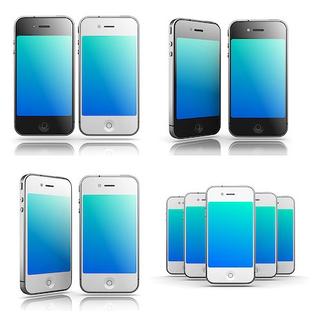 Smartphones Concepts - Set of 3D Black and White Smartphones on Isolated Background. Stock Photo - Budget Royalty-Free & Subscription, Code: 400-07836630