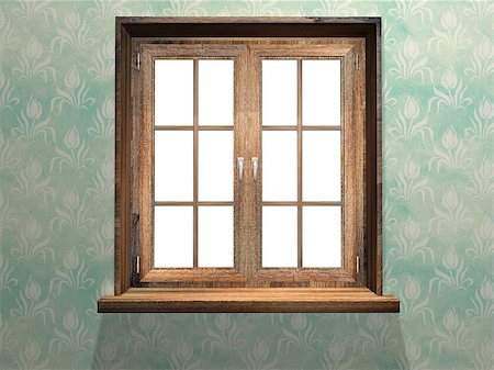 simsearch:400-07820254,k - Closed wooden window. 3d render Stock Photo - Budget Royalty-Free & Subscription, Code: 400-07836836