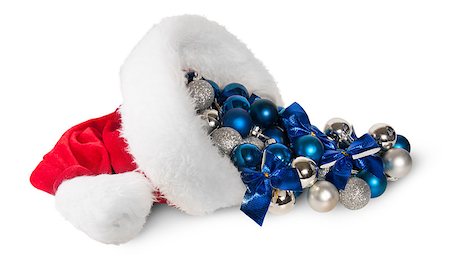 simsearch:400-08491819,k - Santa Claus Hat With Christmas Balls Isolated On White Background Photographie de stock - Aubaine LD & Abonnement, Code: 400-07836958
