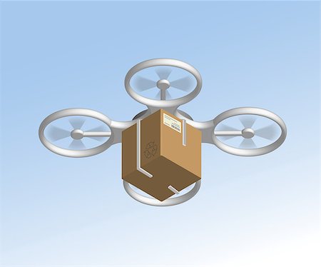 sensor - Remote air drone with a box flying in the sky. Isometric view Stock Photo - Budget Royalty-Free & Subscription, Code: 400-07837509