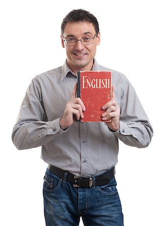 simsearch:400-07042264,k - Learning language concept. Smiling man with a book Stock Photo - Budget Royalty-Free & Subscription, Code: 400-07838207