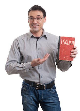 simsearch:400-07042264,k - Learning language concept. Smiling man with a book Stock Photo - Budget Royalty-Free & Subscription, Code: 400-07838208