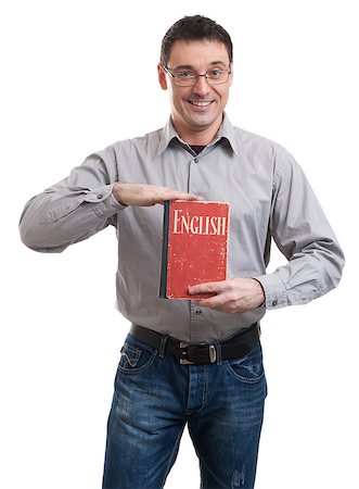 simsearch:400-07042264,k - Learning language concept. Smiling man with a book Stock Photo - Budget Royalty-Free & Subscription, Code: 400-07838209