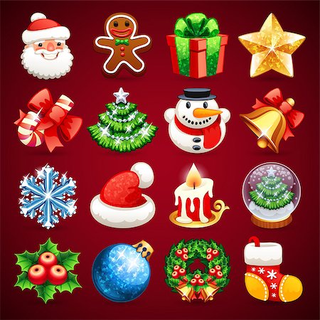simsearch:400-04149556,k - Set of Christmas Icons. In the EPS file each element is grouped separately. Clipping paths included in additional jpg format Stock Photo - Budget Royalty-Free & Subscription, Code: 400-07838225