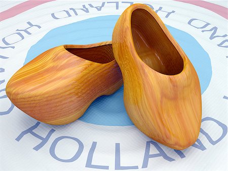 holland national wooden footwear of a sabot in 3d Stock Photo - Budget Royalty-Free & Subscription, Code: 400-07838784