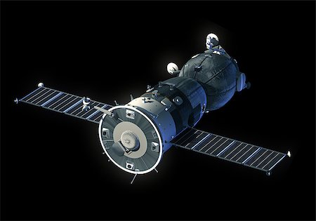 space satellite - Spacecraft On A Black Background. 3D Model. Stock Photo - Budget Royalty-Free & Subscription, Code: 400-07839373