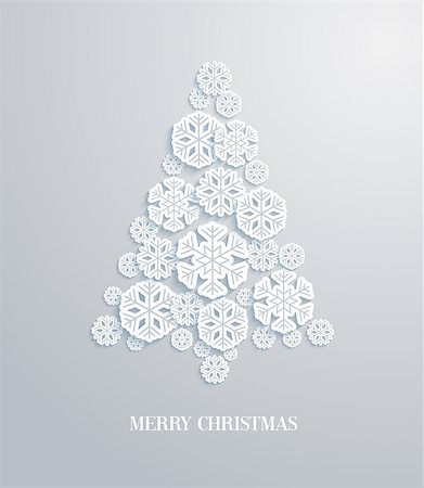 Christmas tree made of paper snowflakes. Vector illustration. Stock Photo - Budget Royalty-Free & Subscription, Code: 400-07839696