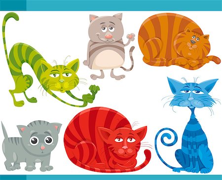 simsearch:400-04214443,k - Cartoon Illustration of Funny Cats or Kittens Pets Set Stock Photo - Budget Royalty-Free & Subscription, Code: 400-07839911