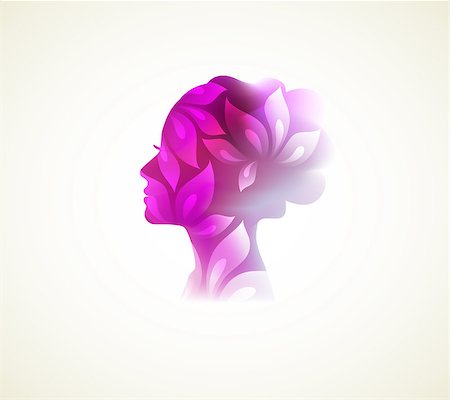 Vector illustration of Beautiful woman silhouette with flower Stock Photo - Budget Royalty-Free & Subscription, Code: 400-07830139