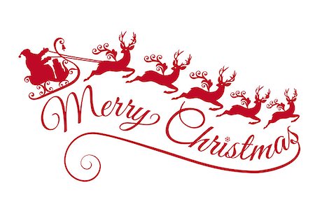 simsearch:400-08791935,k - Merry Christmas, Santa with his sleigh and reindeers, vector illustration Foto de stock - Super Valor sin royalties y Suscripción, Código: 400-07830214