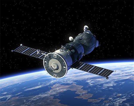 space satellite - Spacecraft Soyuz In Space. Realistic 3D Scene. Stock Photo - Budget Royalty-Free & Subscription, Code: 400-07830511