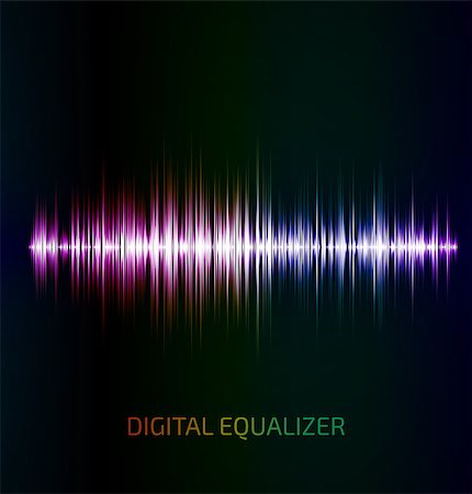 radio wave - Abstract colorful music equalizer on black background. Vector illustration Stock Photo - Budget Royalty-Free & Subscription, Code: 400-07830761
