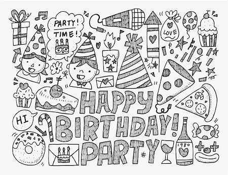 Doodle Birthday party background Stock Photo - Budget Royalty-Free & Subscription, Code: 400-07830810