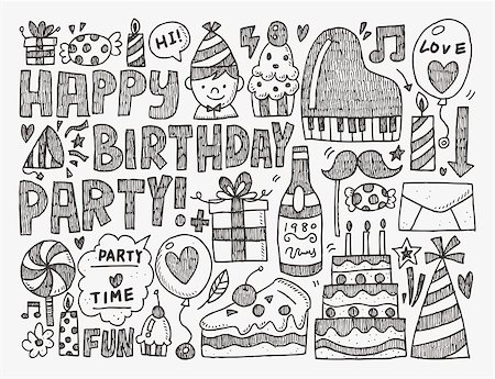 Doodle Birthday party background Stock Photo - Budget Royalty-Free & Subscription, Code: 400-07830812