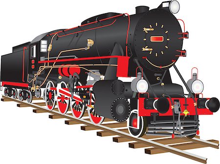 simsearch:400-04992228,k - A veteran black and red steam freight locomotive isolated on white Foto de stock - Super Valor sin royalties y Suscripción, Código: 400-07831089