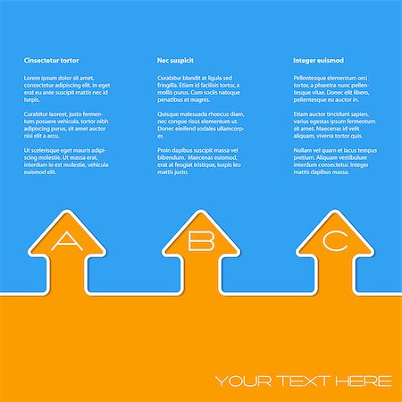 simsearch:400-07501242,k - Simple infographic design with white arrows and grades on blue orange background Stock Photo - Budget Royalty-Free & Subscription, Code: 400-07831269